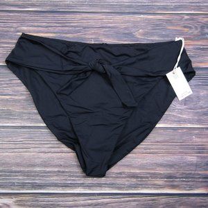 Good American NEW 4XL Size 7 Black Tie Waist Cheeky Bikini Bottom Swim